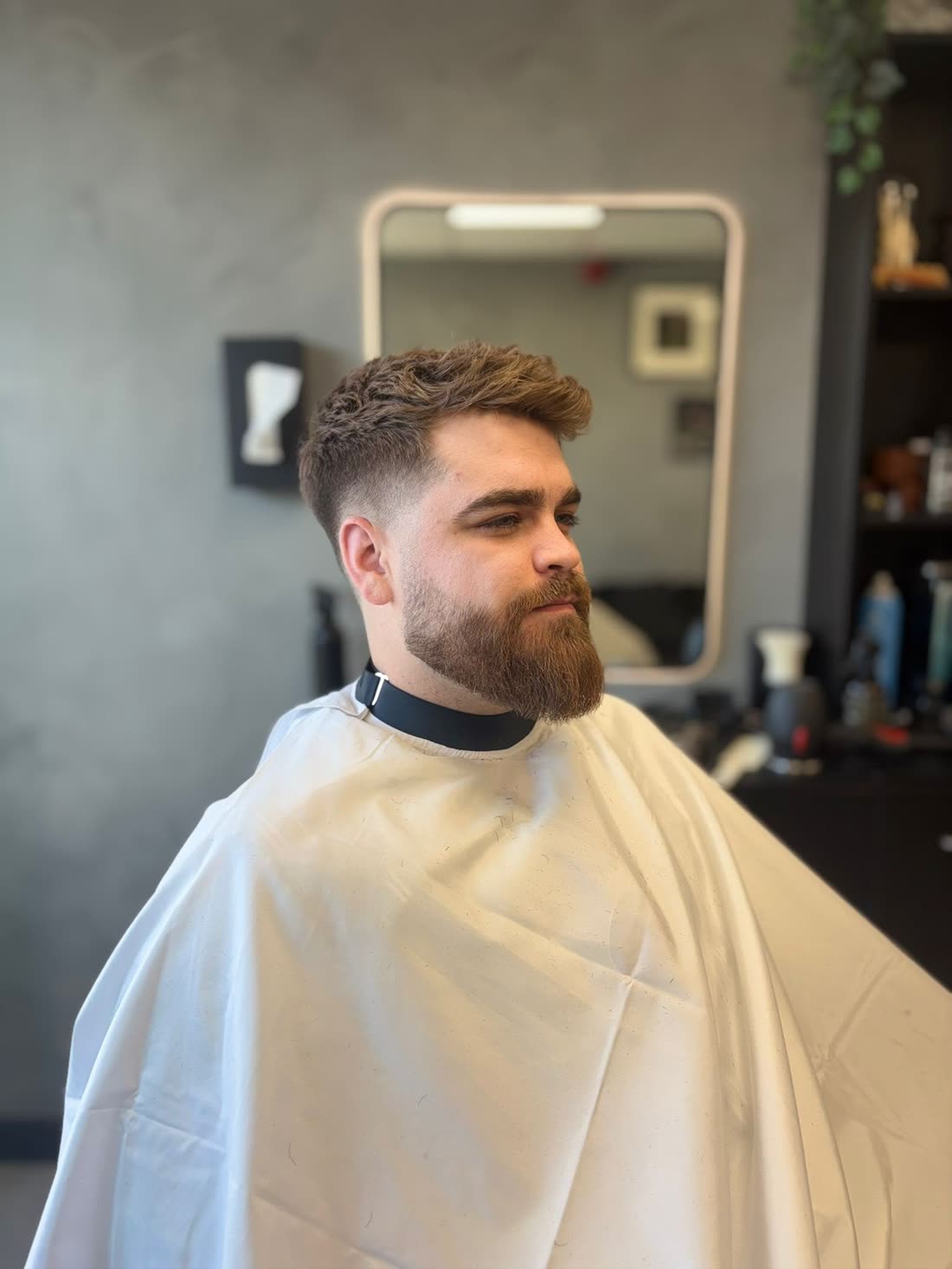 Full beard sculpt with low taper fade — beard trim at STANDRD, Leamington Spa
